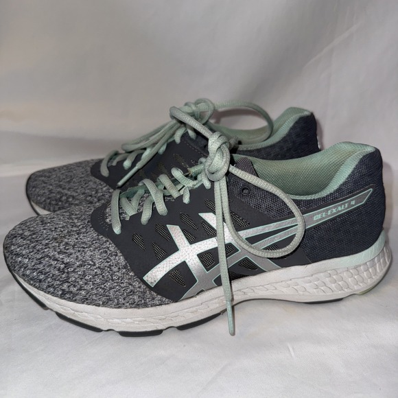 Asics Women's Shoe Green & Gray GEL-Exalt 4 Running T7E5N Size 7 - Picture 1 of 8